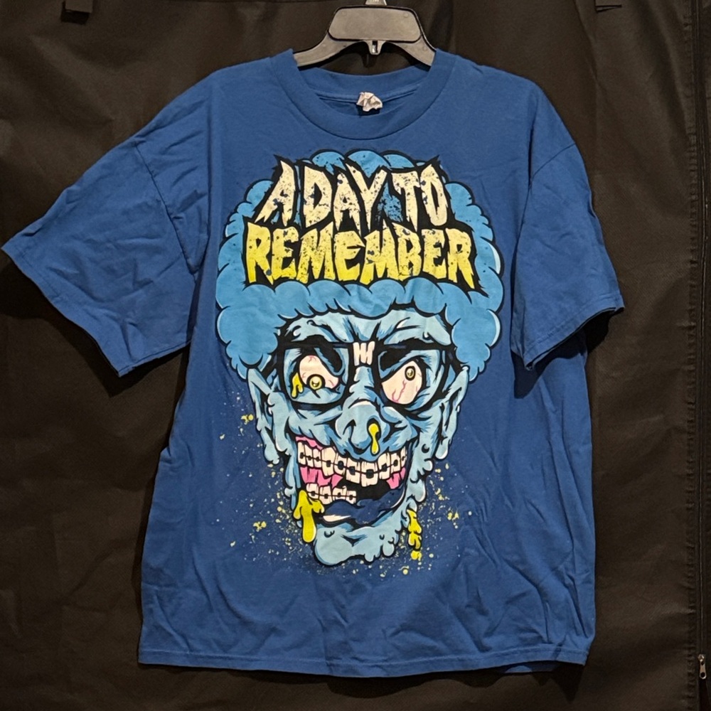 A Day to Remember Band Blue Graphic T-Shirt with Skull Design